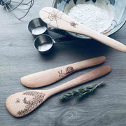 The Forest Critters | Wood Burned Kitchen Utensil Set of 3 | Snail, Spider and Moth